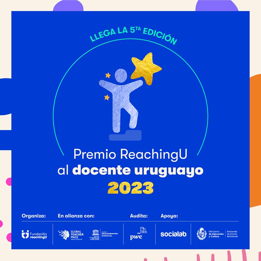 Imagen de difusión del premio ReachingU al docente uruguayo, con el logo del premio