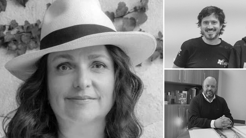 *Dra. Mar&iacute;a Carolina Garc&iacute;a (izquierda, fuente: Radio Sarand&iacute;), Mtr. Diego Miranda (arriba) y Mtr. Rodolfo Sosa Jacue (abajo)*